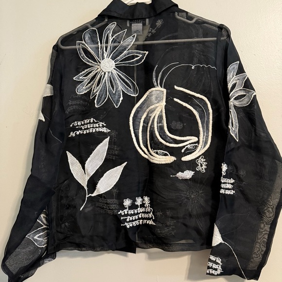 Sandy Starkman Women’s Silk Jacket Size XS abstract Art To Wear Mixed Textile - Picture 9 of 9